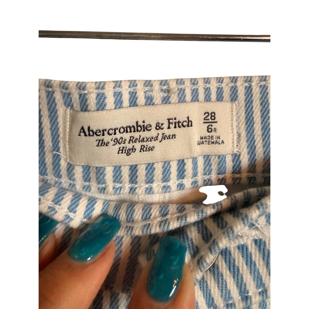Retro‎ Coastal Abercrombie & Fitch The 90s Relaxed Jean High Rise Striped 28/6 - Picture 11 of 11